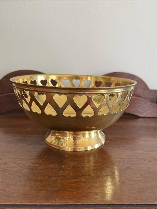 Other - Vintage Hampton Brass Pedestal Heart Rim Bowl Made In India